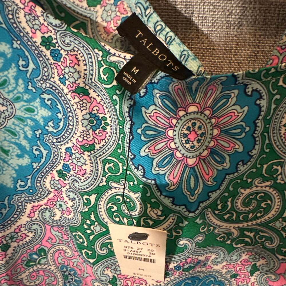 Talbots Shimmer Paisley Print Pink Blue - Picture 4 of 5
